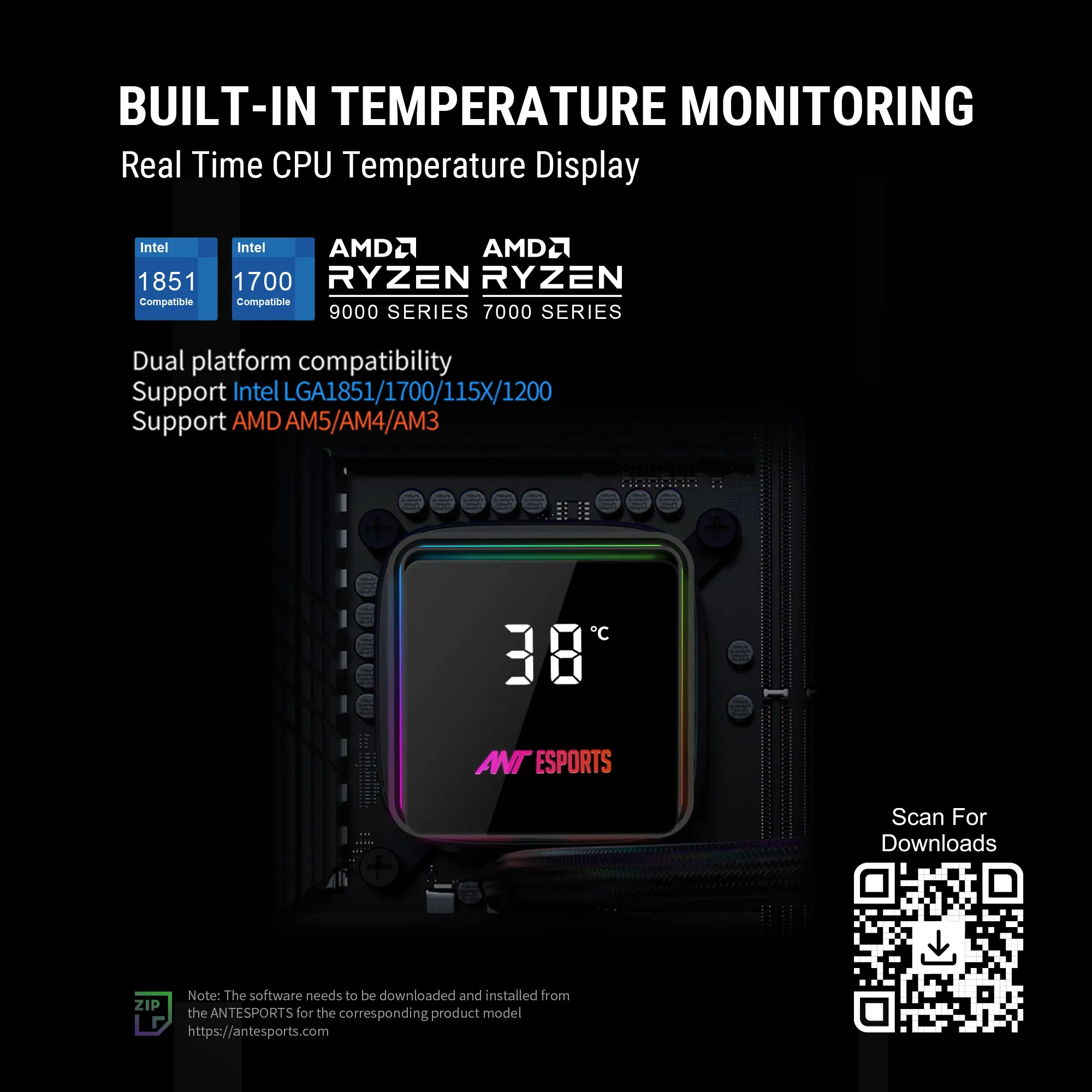 Ant Esports CPU Cooler Liquid ICE Storm 360 ARGB view 3